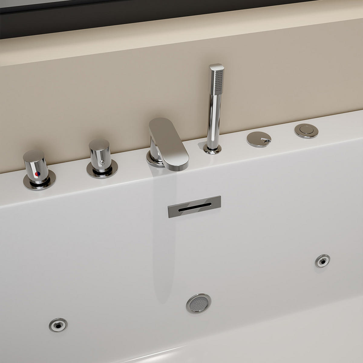 BADEWANNE AMBER - Ausführung: Mit Whirlpool Funktion - Weiß, Kunststoff (58/80/170cm) - Home Deluxe