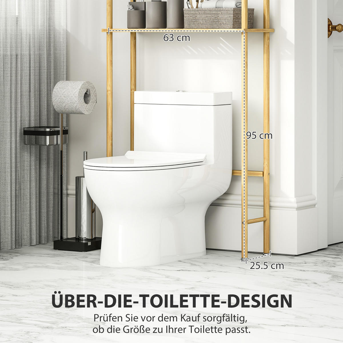 Toilettenregal Bambus Naturholz - Naturfarben, Holzwerkstoff (25.5/181/69cm) - HOMCOM