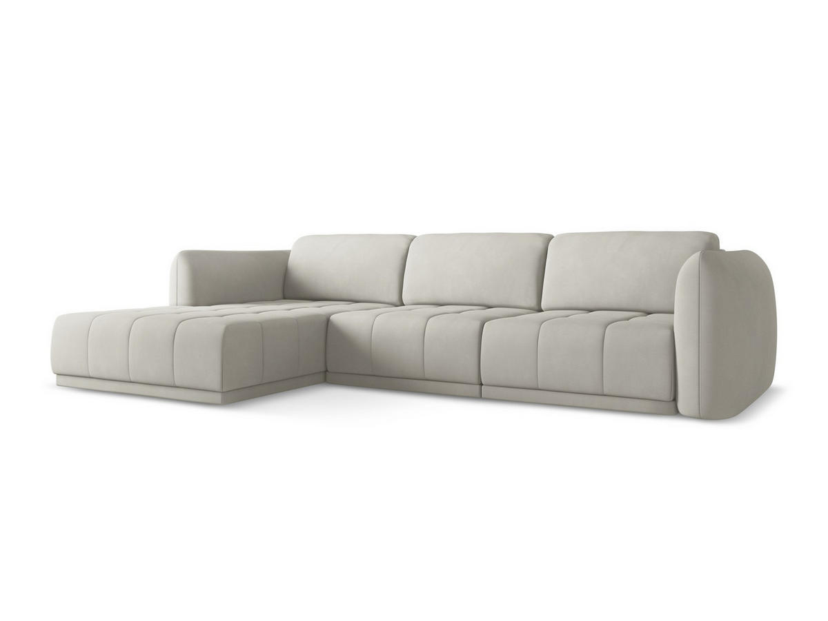 ECKSOFA Links Chenille Stoff Beige - Beige/Schwarz, Kunststoff/Textil (170/290cm) - Makamii