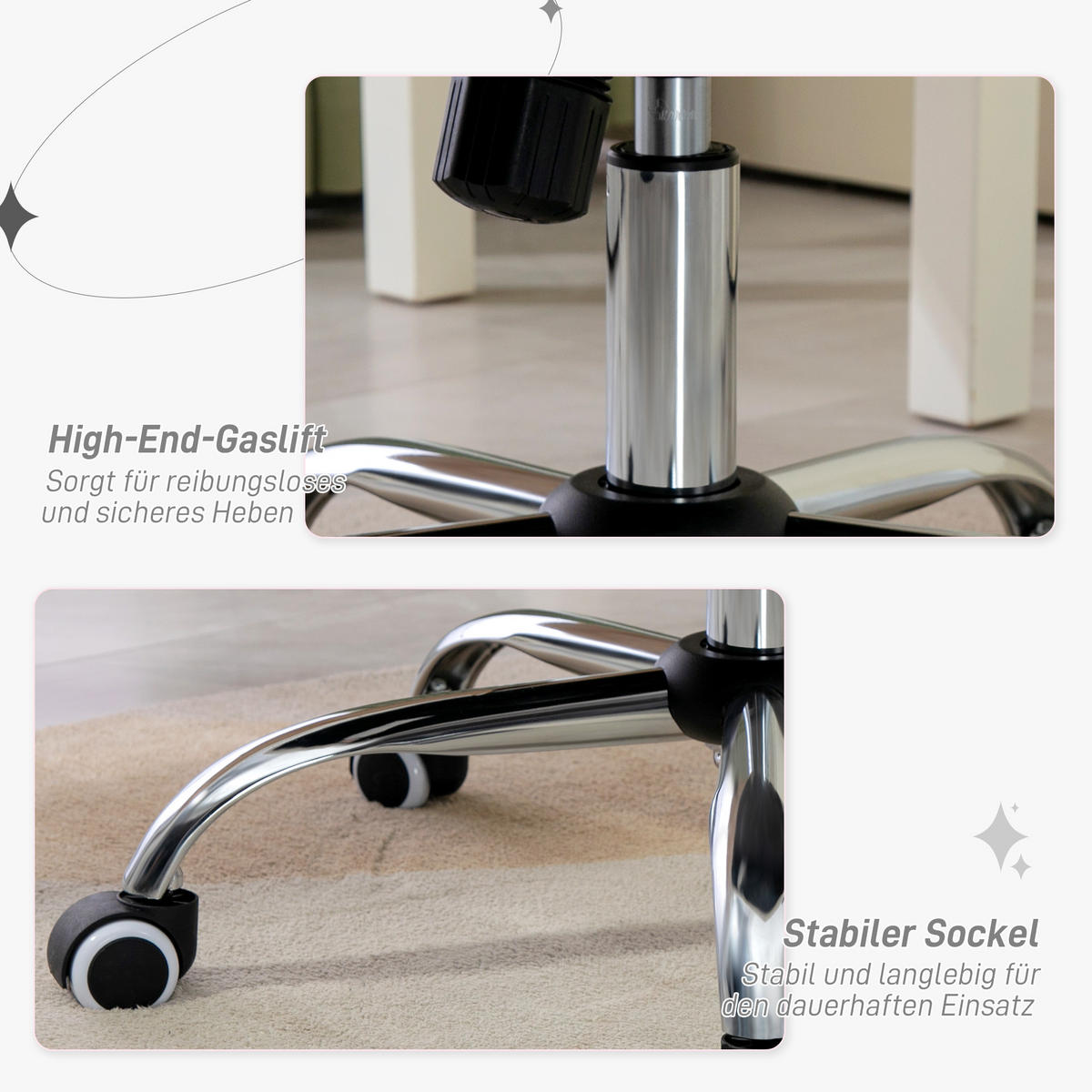 BÜROSTUHL Ergonomisch Schreibtischstuhl mit Wippfunktion für Home Office, Grau - Hellgrau, Kunststoff (61/114/61cm) - Vinsetto
