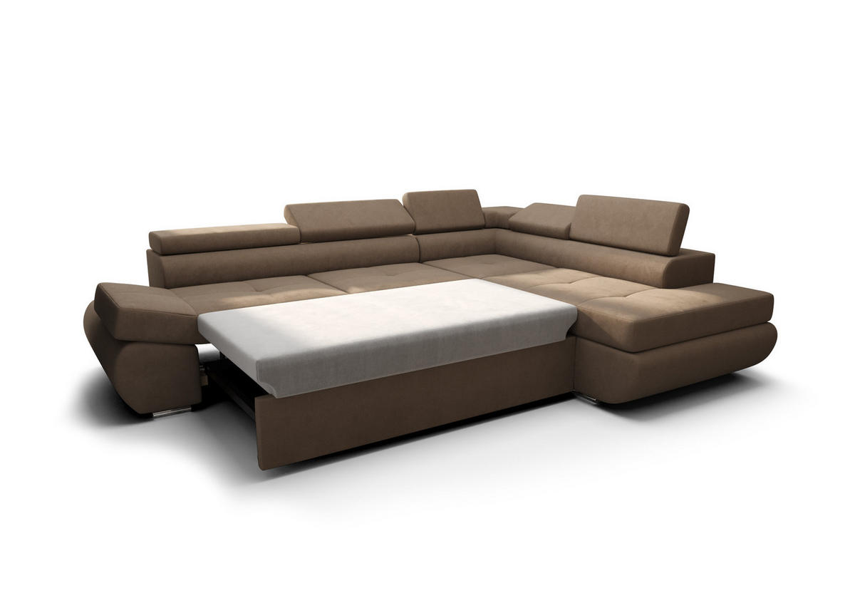 ECKSOFA KONGO RBN03, Eckcouch in L-Form mit Schlaffunktion, Farbe: Rosa, Velourstoff, Ottomane Rechts - Rosa, Textil (280/200cm) - O-Sofa