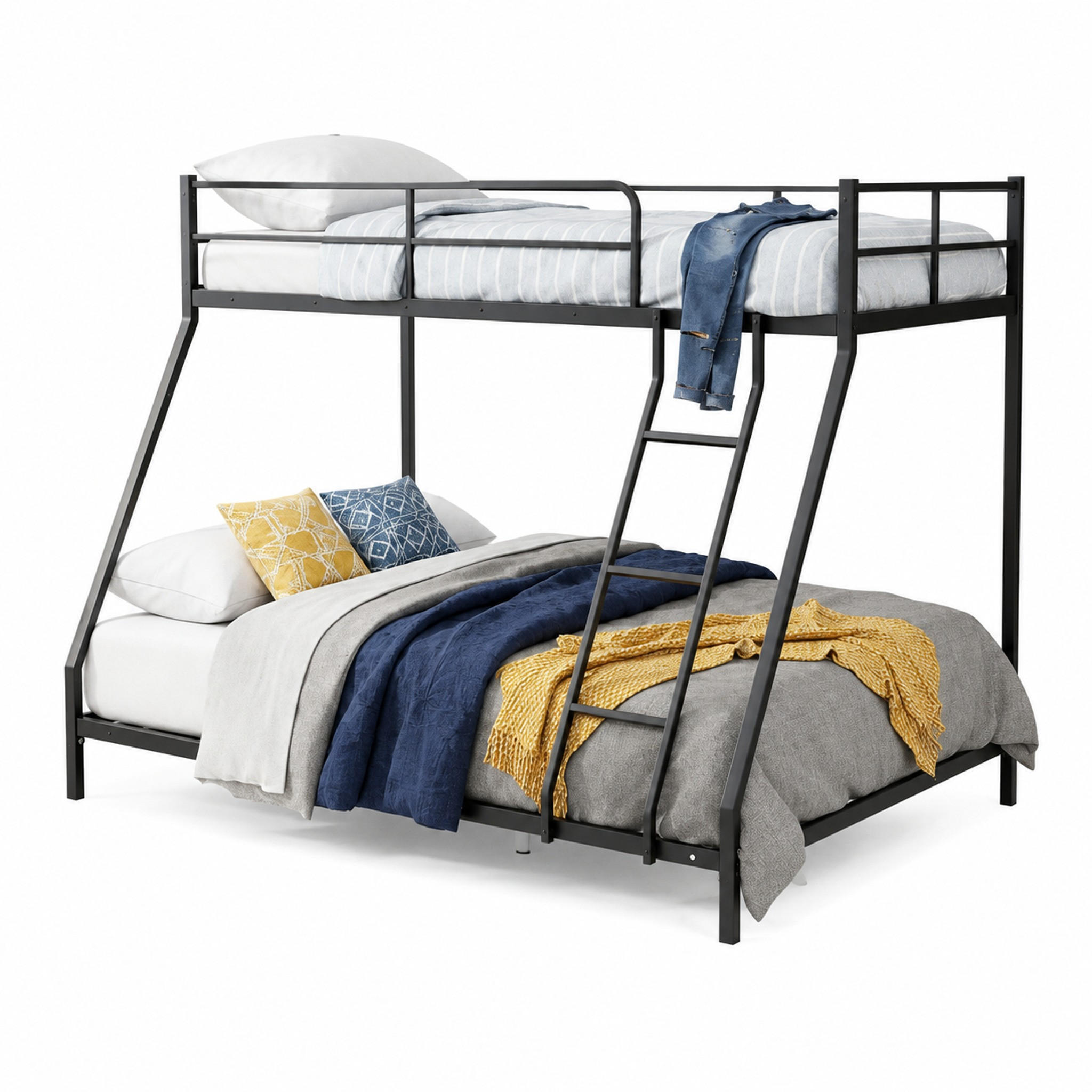 BETT Etagenbett 140x200 cm Metall Schwarz - Schwarz, Metall (140/200cm) - Meubliv