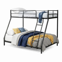 BETT Etagenbett 140x200 cm Metall Schwarz - Schwarz, Metall (140/200cm) - Meubliv