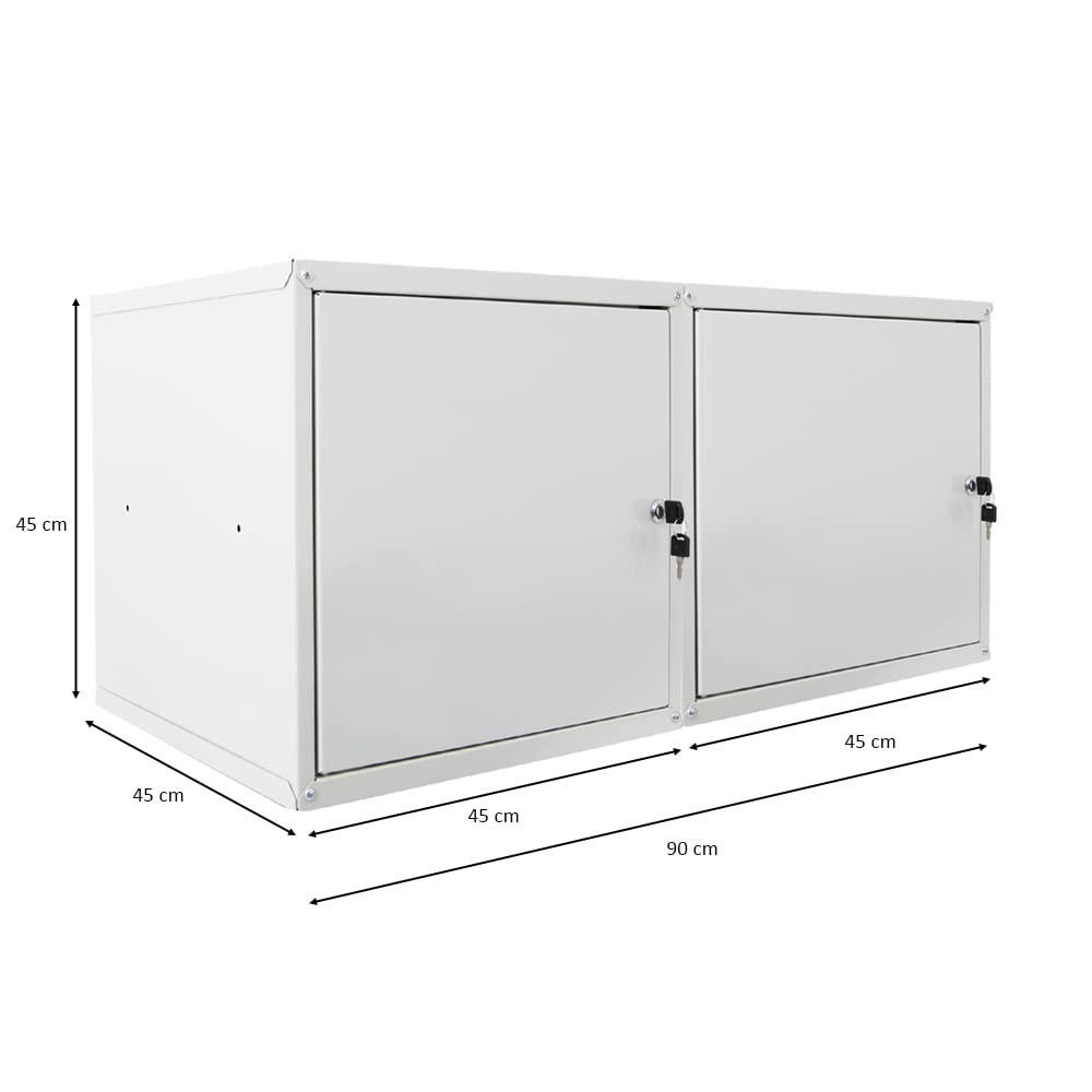 SCHLIESSFACHWÜRFEL Cubic 2er-Set XL 45x45x45 cm Grau - Grau, Metall (90/45/45cm) - PROREGAL