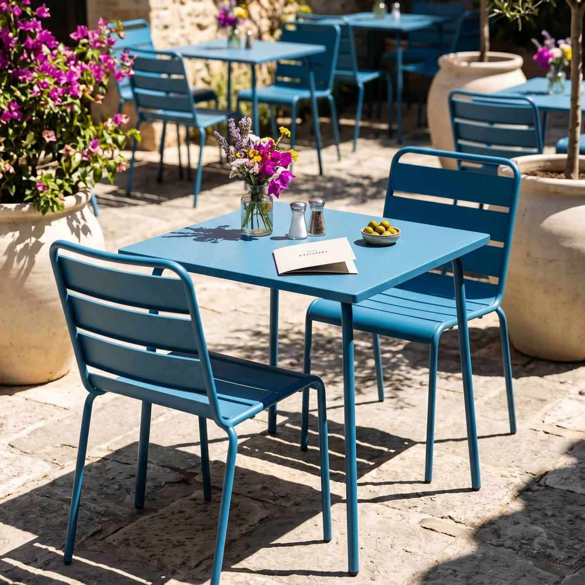 GARTENTISCH , Pazifikblau - Blau, Metall (70/70/72cm) - Oviala
