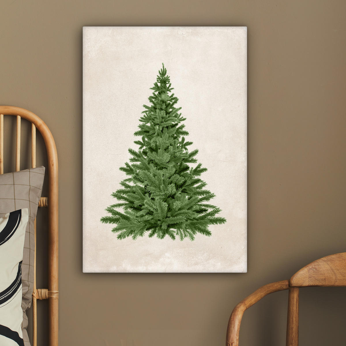 LEINWANDBILD Weihnachtsbaum - Grün - Weihnachten - Feiertage 40x60 cm - Olivgrün, Textil (40/60cm) - MuchoWow