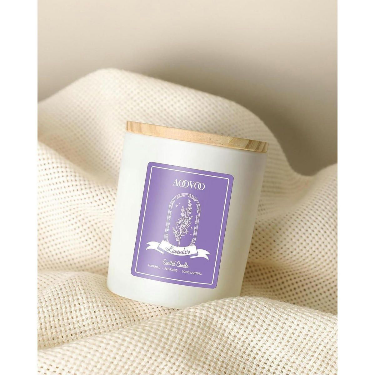 DUFTKERZE Lavendel mit Kristallen und Trockenblumen, 280g - Weiß, Paraffin (8cm)
