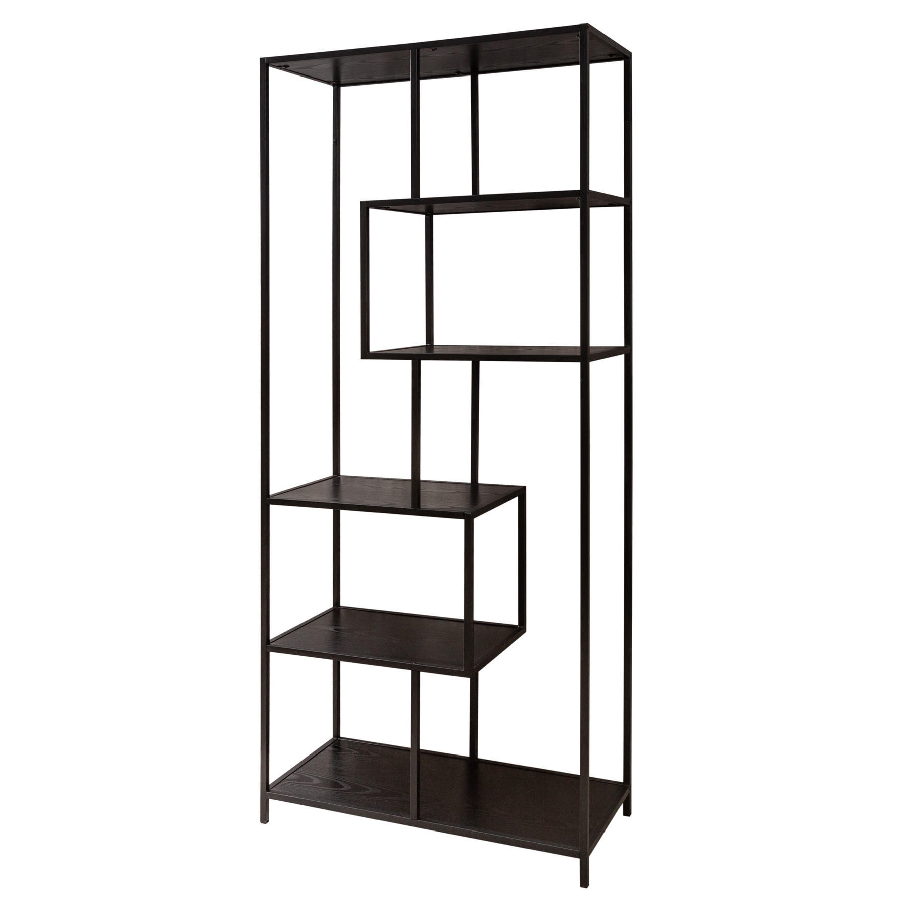 STANDREGAL SLIM LINE Schichtholz Schwarz 185 cm - Schwarz, Holzwerkstoff/Metall (77/185/35cm) - riess-ambiente