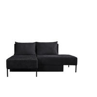 ECKSOFA Mit Schlaffunktion MOOKA 4in1-Multifunktions-System Stoff Velo Rechts Schwarz - Schwarz, Holz/Textil (145/160cm) - Kaiser Möbel