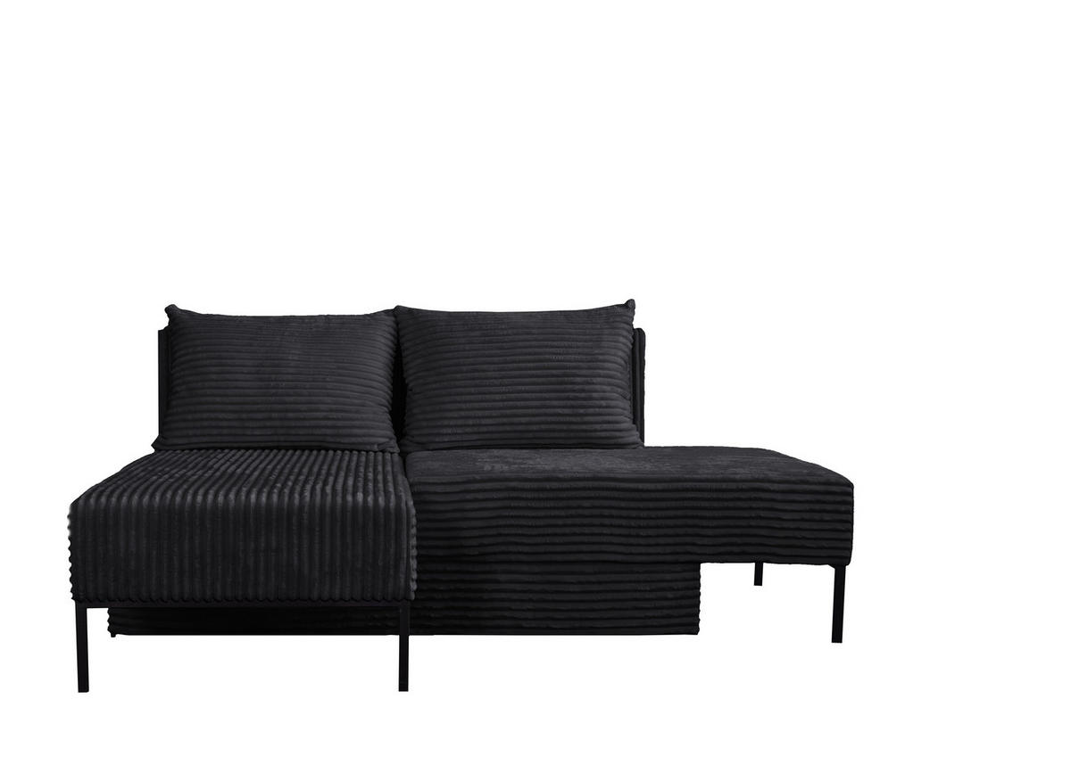ECKSOFA Mit Schlaffunktion MOOKA 4in1-Multifunktions-System Stoff Velo Rechts Schwarz - Schwarz, Holz/Textil (145/160cm) - Kaiser Möbel