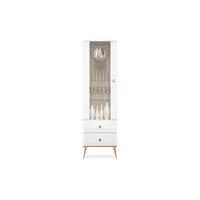 VITRINENSCHRANK ISORIA mit Beleuchtung, Glas Weiß - Goldfarben/Weiß, Holz/Metall (55/190/40cm) - KONSIMO®