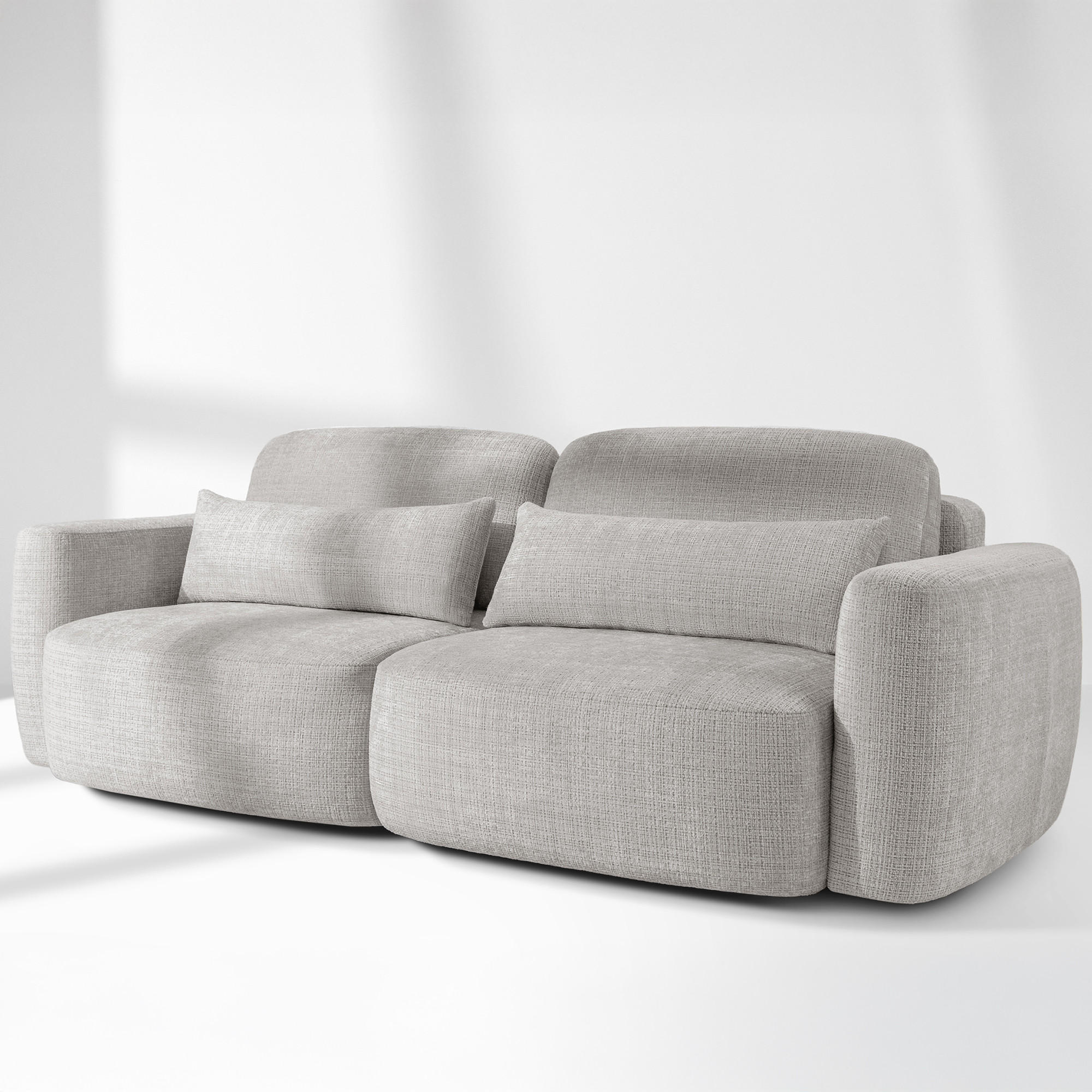 SOFA 3 ELOSA - Hellgrau, Holz/Textil (245/85/115cm) - KONSIMO®