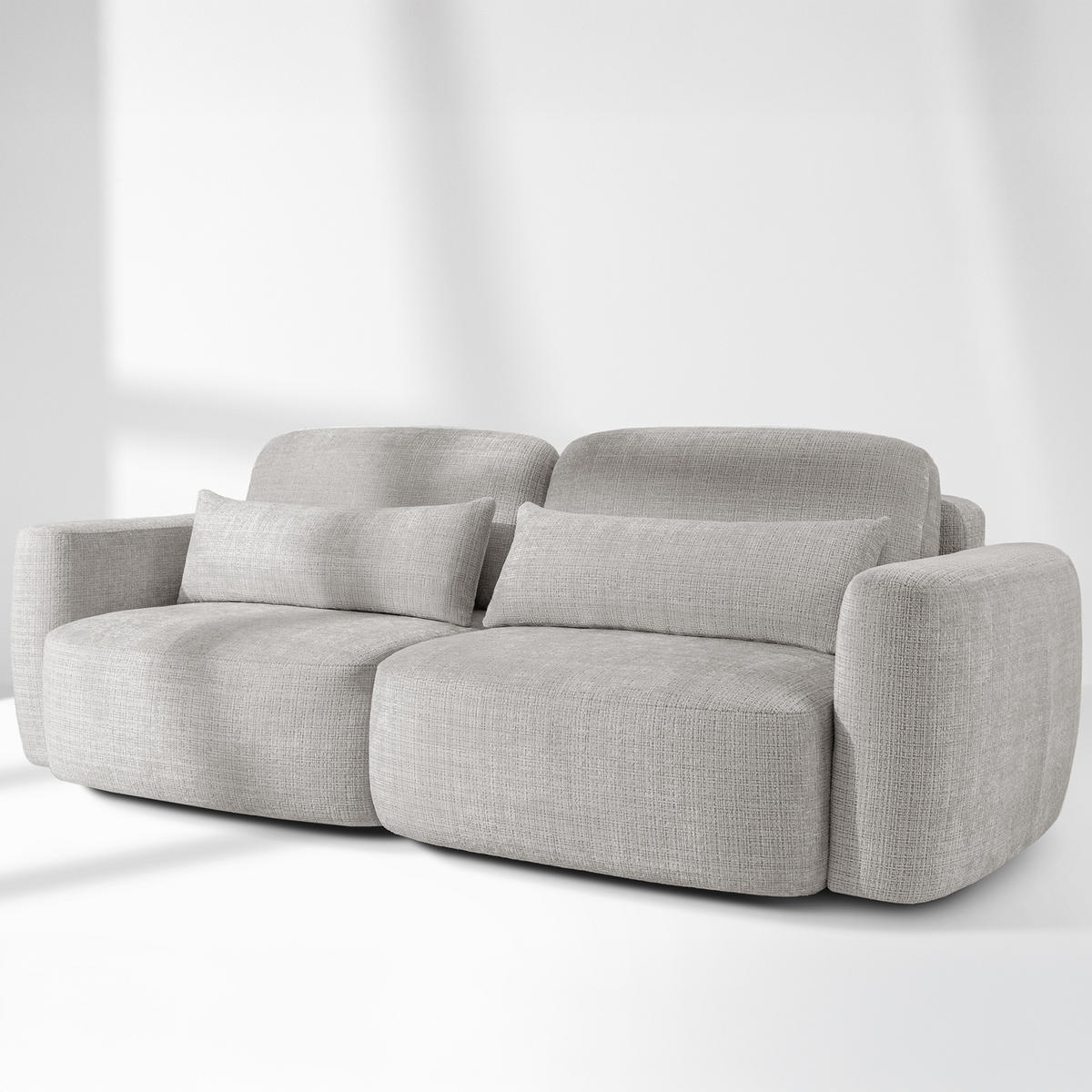 SOFA 3 ELOSA - Hellgrau, Holz/Textil (245/85/115cm) - KONSIMO®