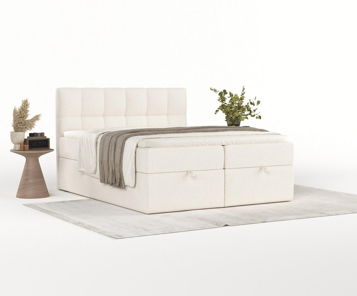 BOXBETT Shay Creme 140/200 cm - Creme/Schwarz, Holz/Holzwerkstoff (140/200cm) - Maison de Reve