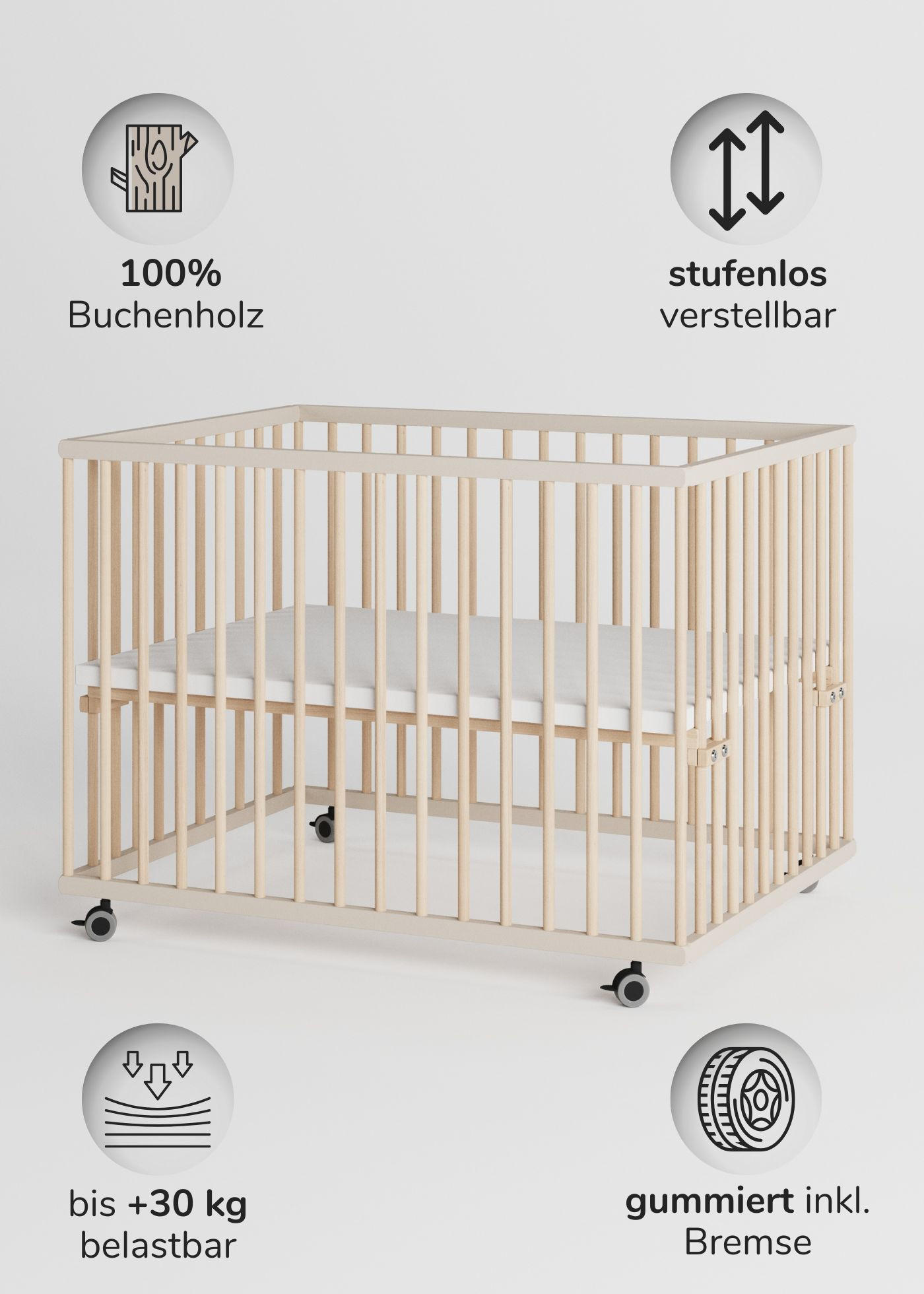 LAUFGITTER 75x100 cm - sahara dust/natur - Premium Kollektion - Sandfarben/Naturfarben, Holz (100/74/75cm) - Sämann – make a difference.