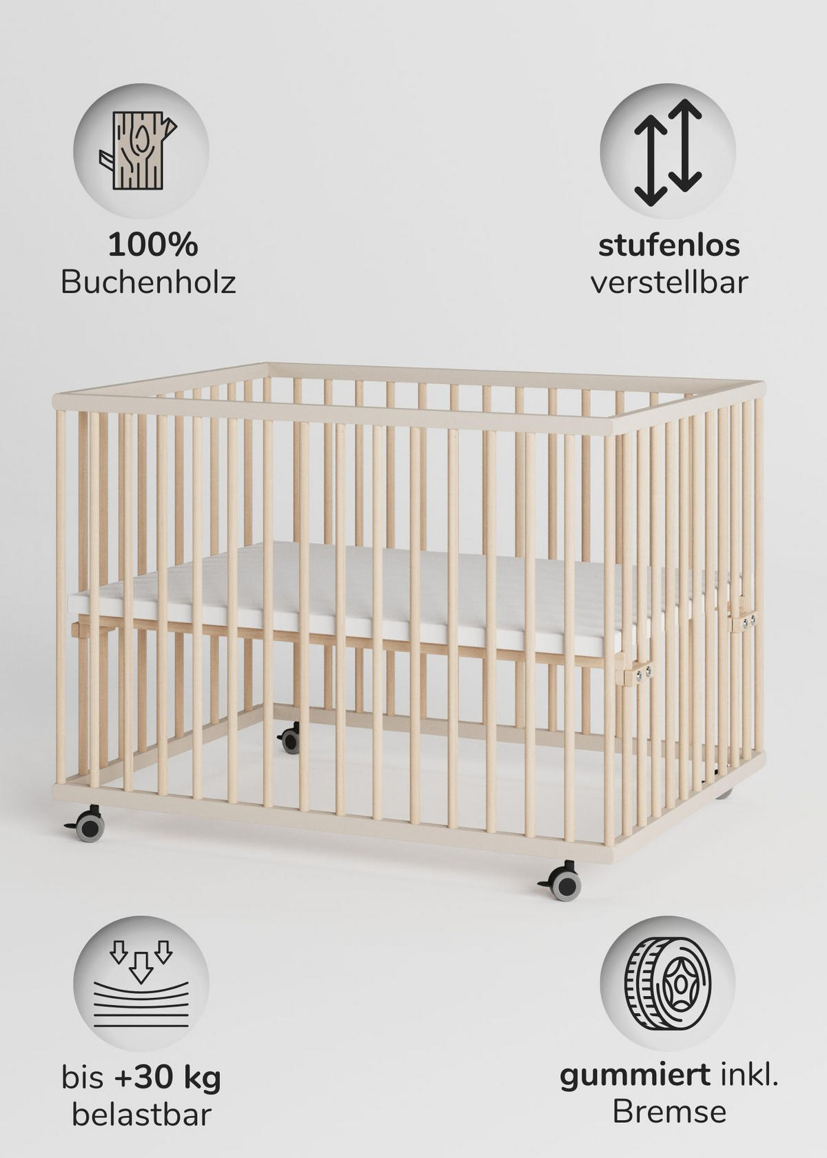 LAUFGITTER 75x100 cm - sahara dust/natur - Premium Kollektion - Sandfarben/Naturfarben, Holz (100/74/75cm) - Sämann – make a difference.