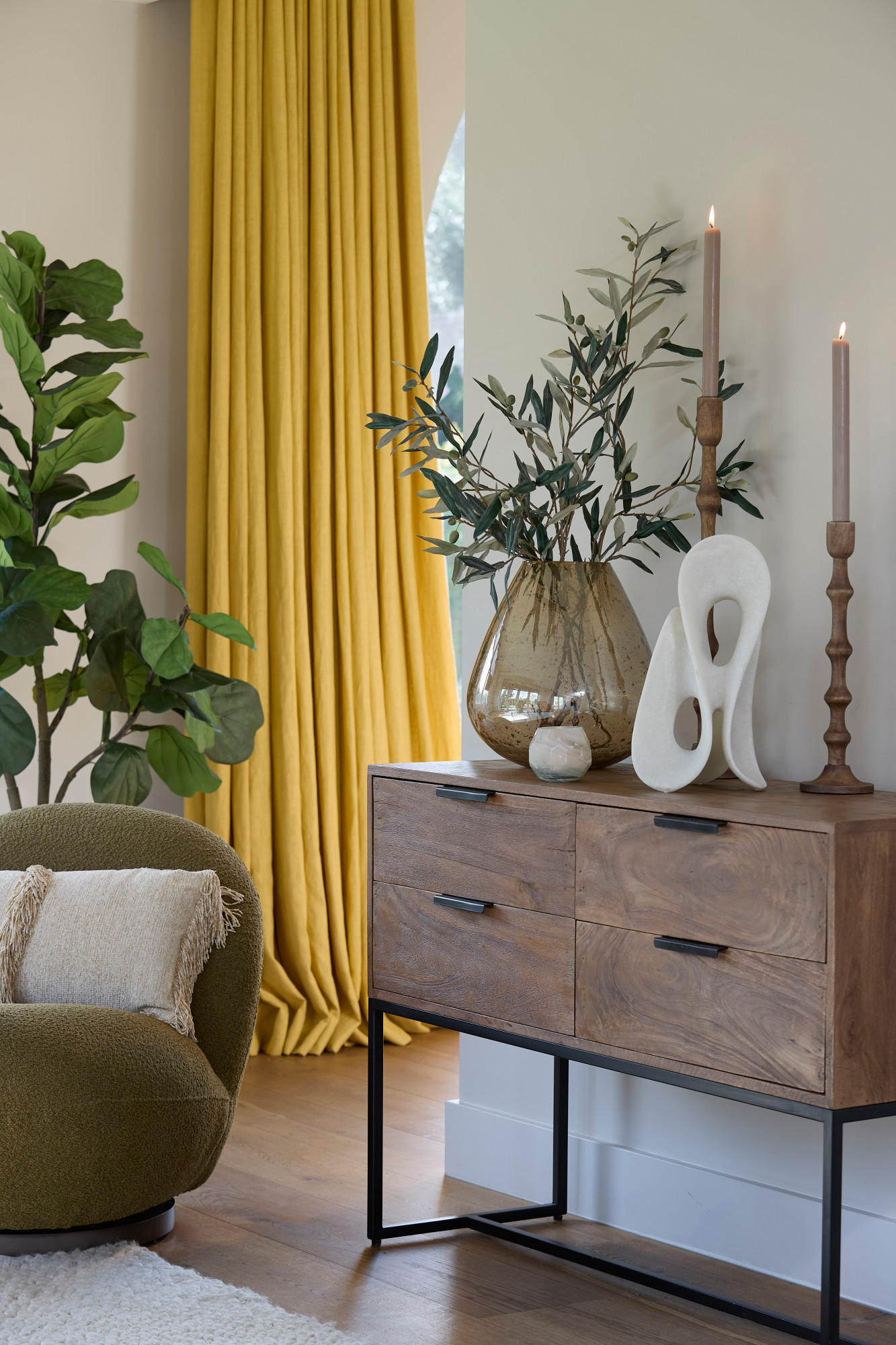 VASE Laterza Orange Ø31/35 cm - Orange, Glas (31/35cm) - Light & Living