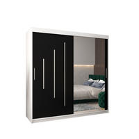 SCHWEBETÜRENSCHRANK 200/200/62 2-türig - Silberfarben/Schwarz, Holz/Kunststoff (200/200/62cm) - Abiks Möbel