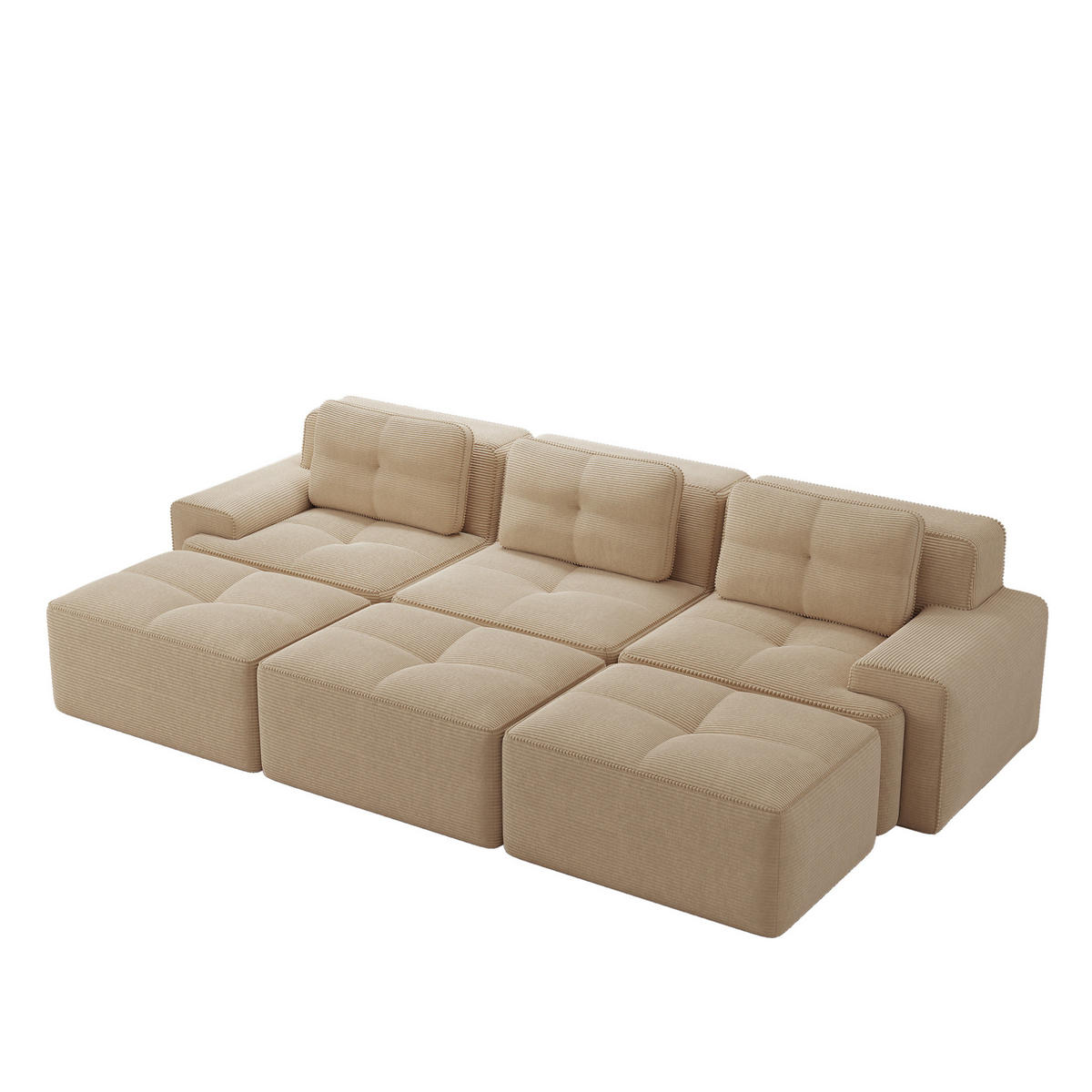 SOFA modular mit Schlaffunktion Cord Beige - Beige, Kunststoff (177/69/293.2cm) - Meubliv