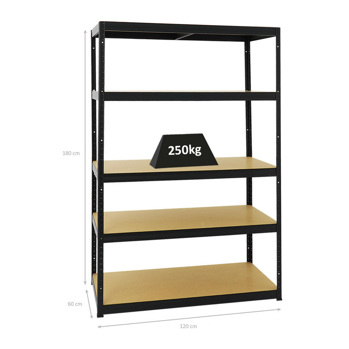 WERKBANK Slim Dino höhenverstellbar & 1x SCHWERLASTREGAL Big Elephant M Set Fachlast bis zu 600 kg Schwarz - Schwarz, Metall (240/180/60cm) - PROREGAL