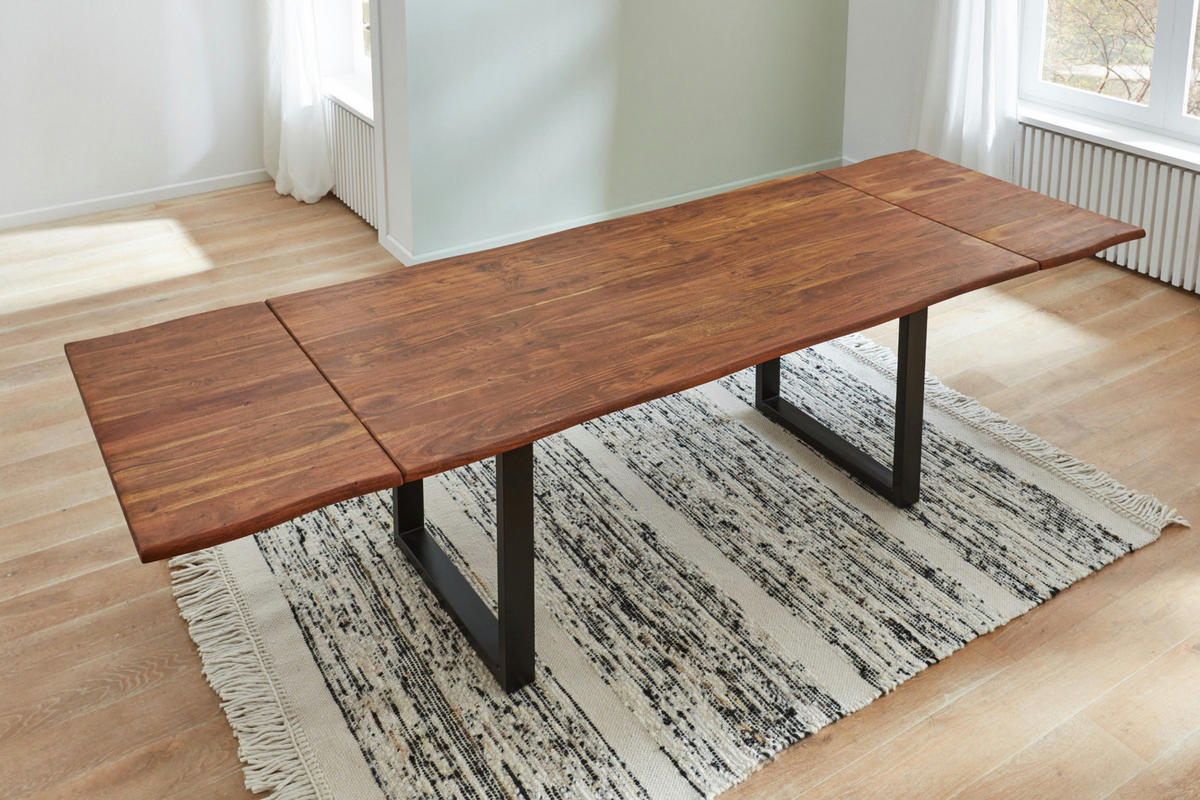 ESSTISCH NORINA - Schwarz/Braun, Holz/Metall (90/160/77cm) - SAM