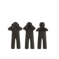 FIGUR P'TIT MAURICE - Polyresin - Schwarz - S - 3er Set - Schwarz, Glas/Naturmaterialien (7/30/15cm) - J-Line