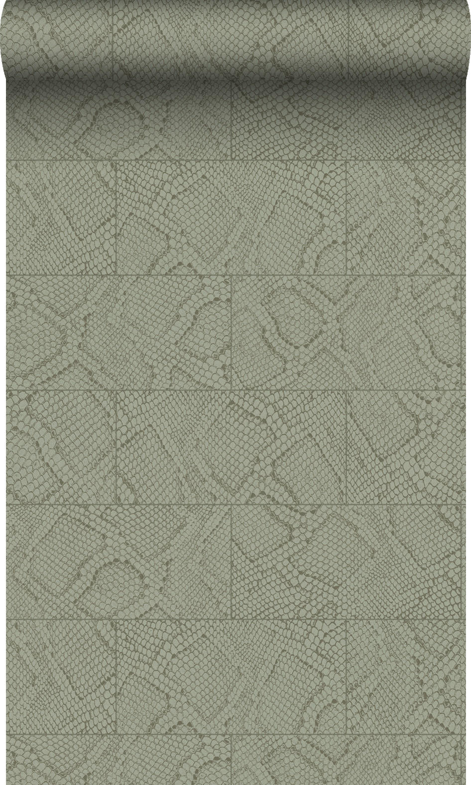 TAPETE Fliesenmuster mit Schlangenhaut-Motiv 53 cm x 10.05 m - Grün, Papier (53/1000cm) - Origin Wallcoverings