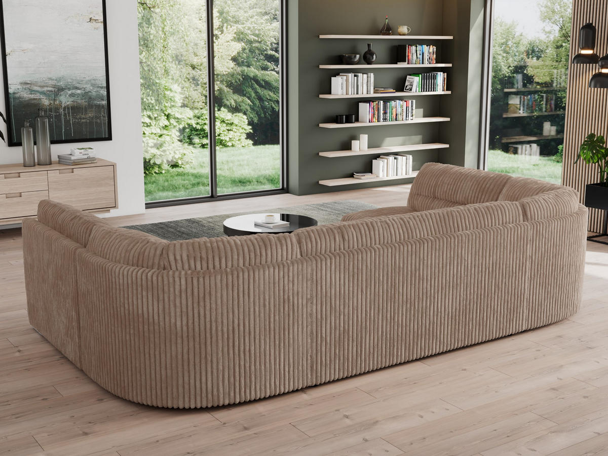 WOHNLANDSCHAFT MORBIDO U Braun Cord - Silberfarben/Braun, Textil/Metall (340/93/206cm) - MKS