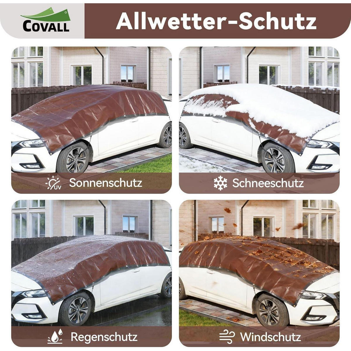 ABDECKPLANE 3 x 5 m 280 g/m² Grau/Braun - Multicolor, Kunststoff (38/28/13cm)