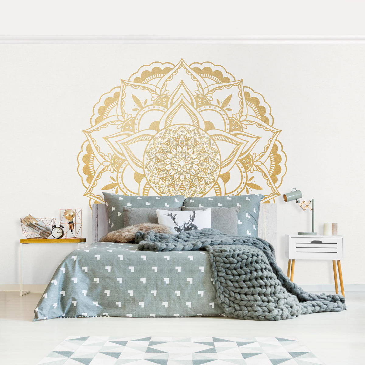 FOTOTAPETE Mandala Blume gold weiß 288/190 cm - Goldfarben, Papier (288/190cm) - Bilderwelten
