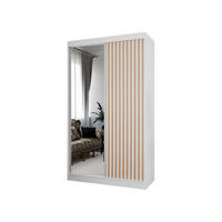SCHWEBETÜRENSCHRANK Lili 120 cm mit Lamellen und Spiegel 2-türig, weiß, Lamelle wotan - Eiche Wotan/Weiß, Kunststoff (120/215/61cm) - Margaret Hadas24