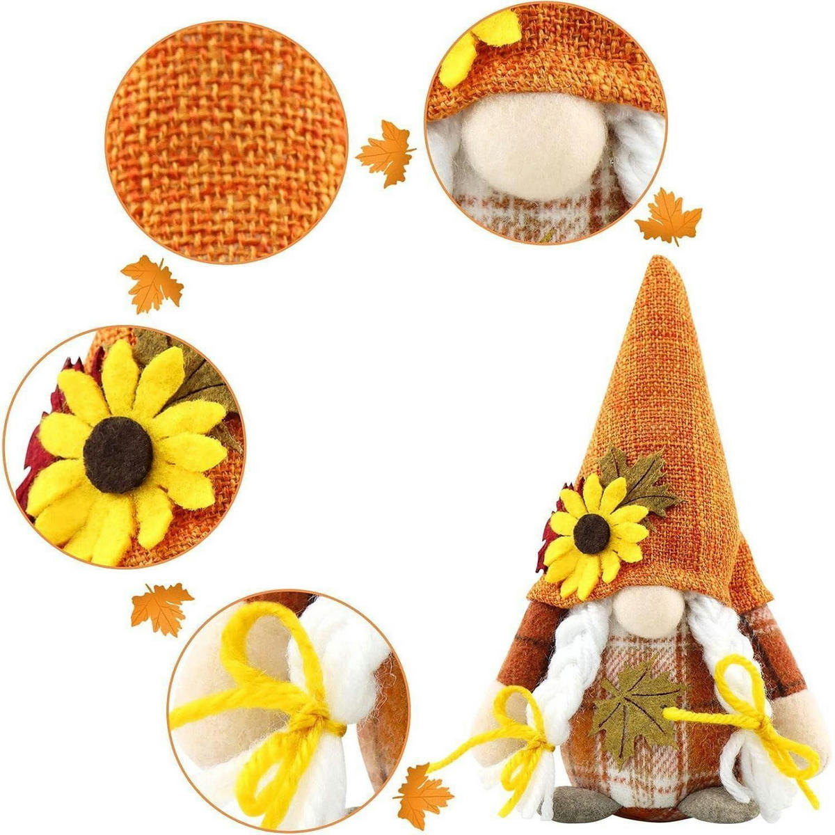DEKO-WICHTEL 2-teiliges Set Herbstdekoration Orange - Multicolor, Textil (8/17/10cm)