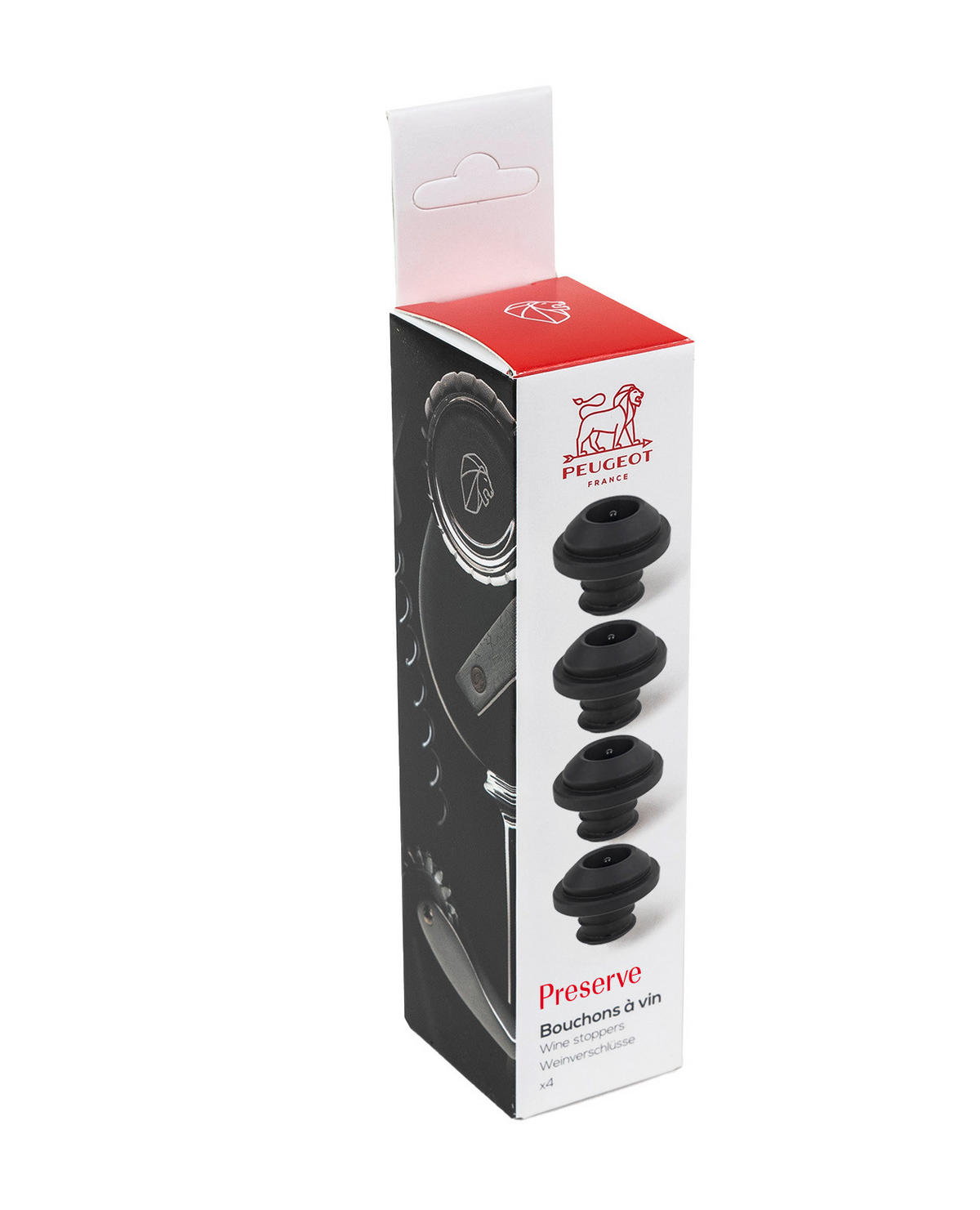 WEINVERSCHLUSS Preserve Duo 4er Set Silikon - Schwarz, Kunststoff (12/3/3cm) - PEUGEOT