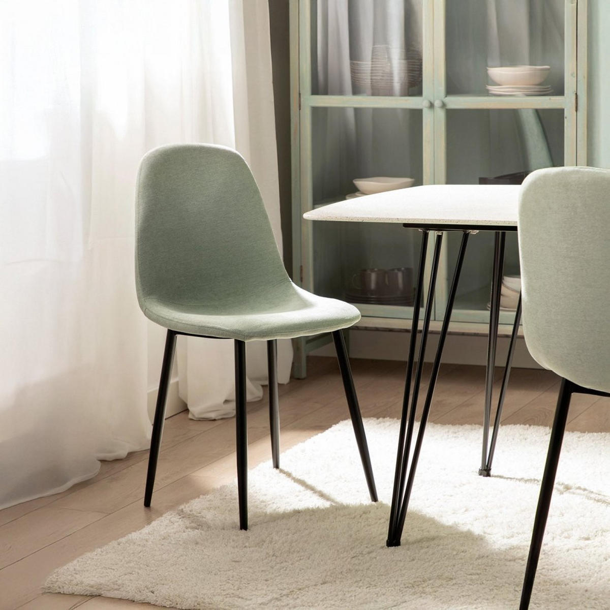 ESSZIMMERSTUHL Ellis Grün 45 cm x 86 cm - Salbeigrün, Textil (45/86/52cm)