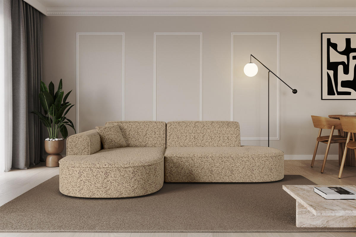 ECKSOFA Ottomane Links MARI-L1 - 243x171x79 cm Braun Tissu - Schwarz/Braun, Holzwerkstoff/Kunststoff (243/171cm) - ALTDECOR