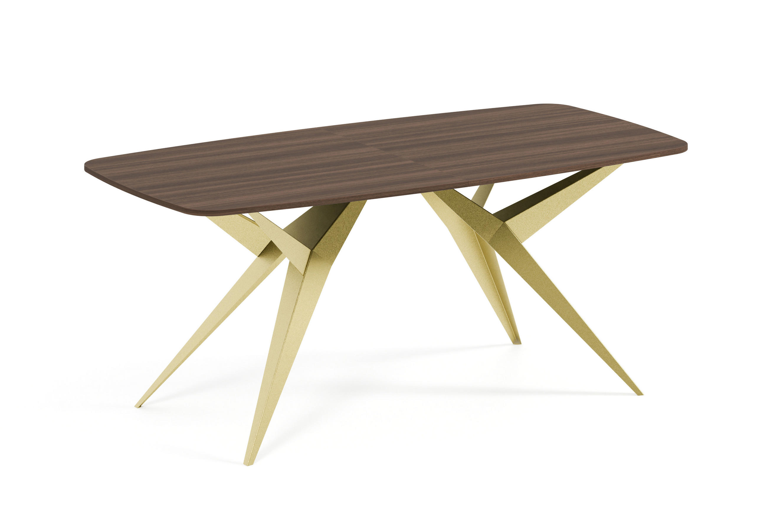 ESSTISCH AXIS - Goldfarben/Haselnussfarben, Holzwerkstoff/Metall (90/180/76cm) - Meblini