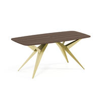 ESSTISCH AXIS - Goldfarben/Haselnussfarben, Holzwerkstoff/Metall (90/180/76cm) - Meblini