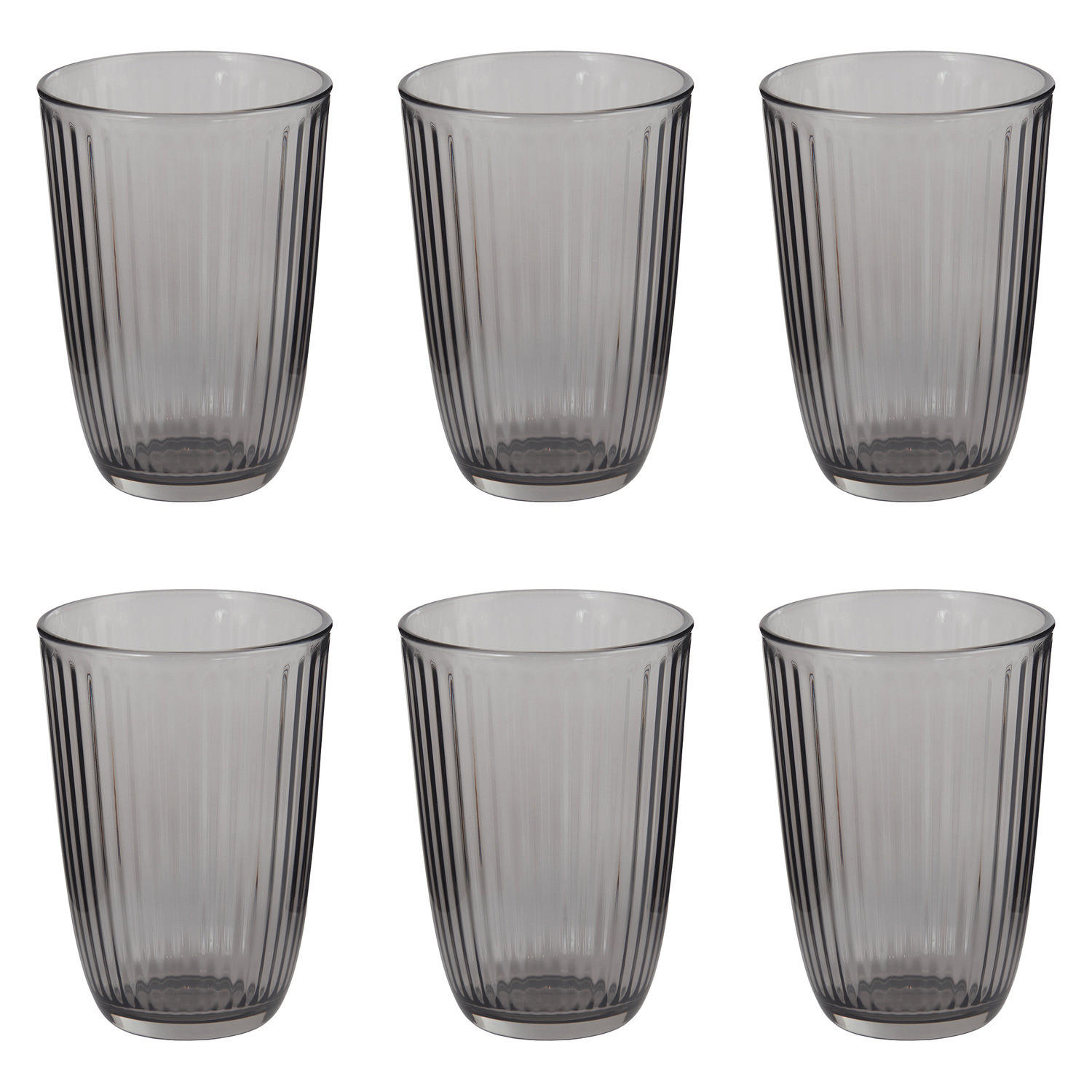 DRINKGLAS (6er Set) Linee - Grau, Glas (0.39L) - BUTLERS