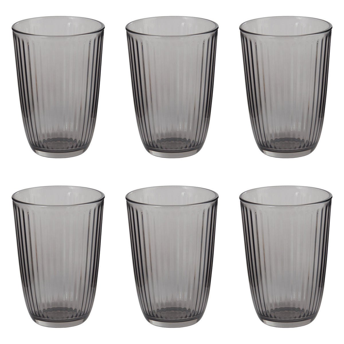 DRINKGLAS (6er Set) Linee - Grau, Glas (0.39L) - BUTLERS
