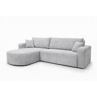 ECKSOFA Mit Schlaffunktion, Cordstoff Poso, Hellgrau, Links, ROUND ONE XL - Hellgrau, Holz (271/175cm) - Kaiser Möbel