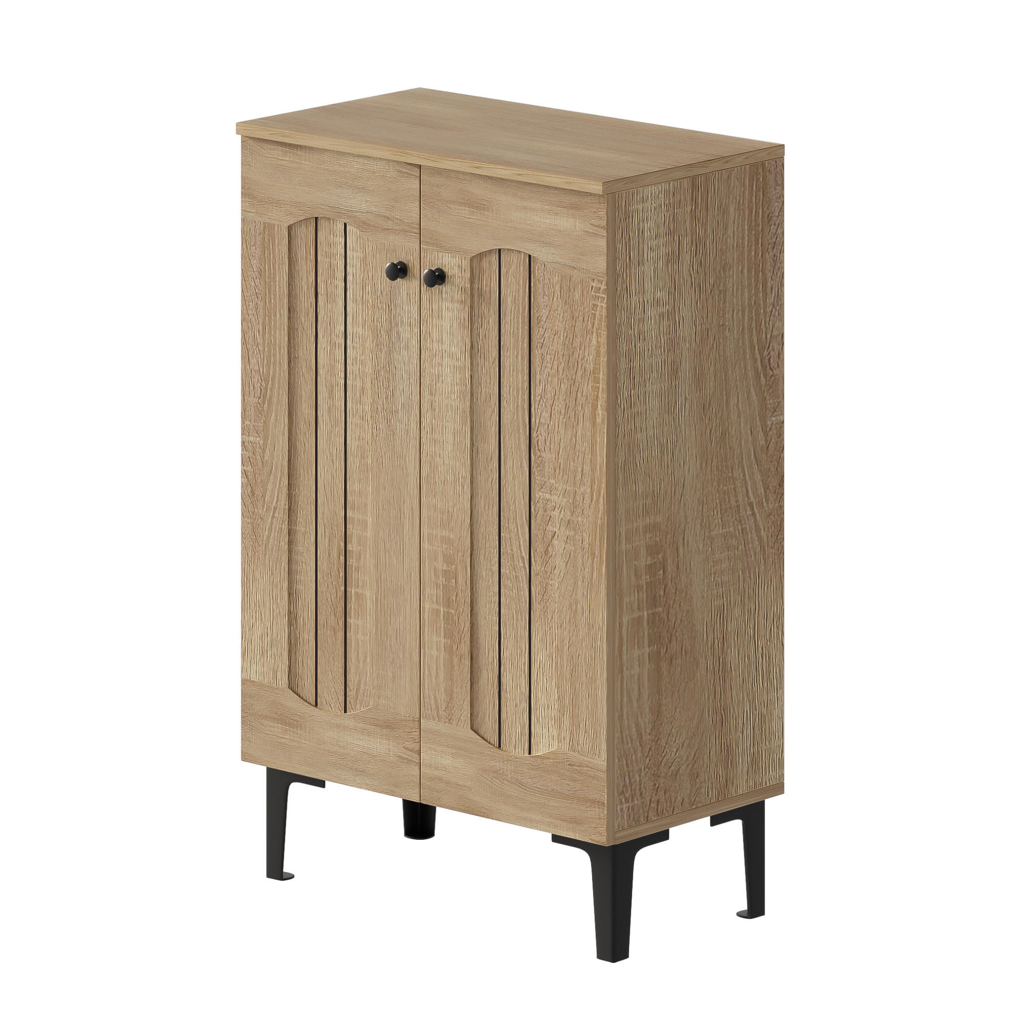 SCHUHSCHRANK aus Spanplatte 60x31,5x95cm in Naturfarben mit Doppeltüren - Naturfarben, Holzwerkstoff (60/95/31.5cm) - Modfu