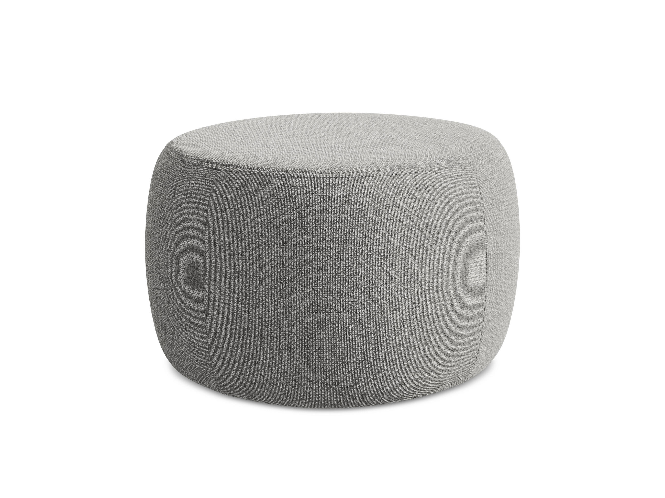 POUF Bouclé Stoff Grau - Hellgrau/Schwarz, Kunststoff/Textil (76/44/67cm) - Makamii