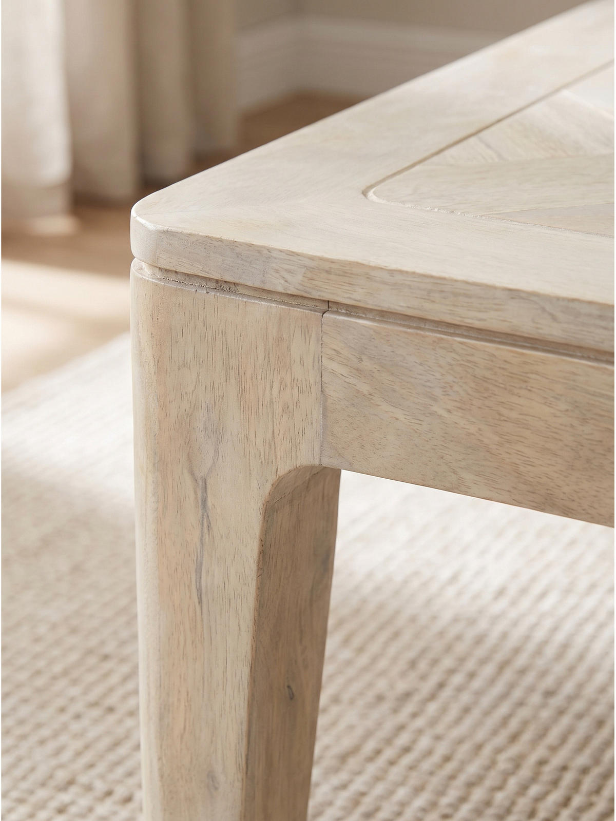 SOFATISCH LOIRE, Mango Massivholz, handgefertigt, Weiß-Mango, 60 x 60 x 32 cm - Beige/Weiß, Holz (60/60/32cm) - KADIMA DESIGN
