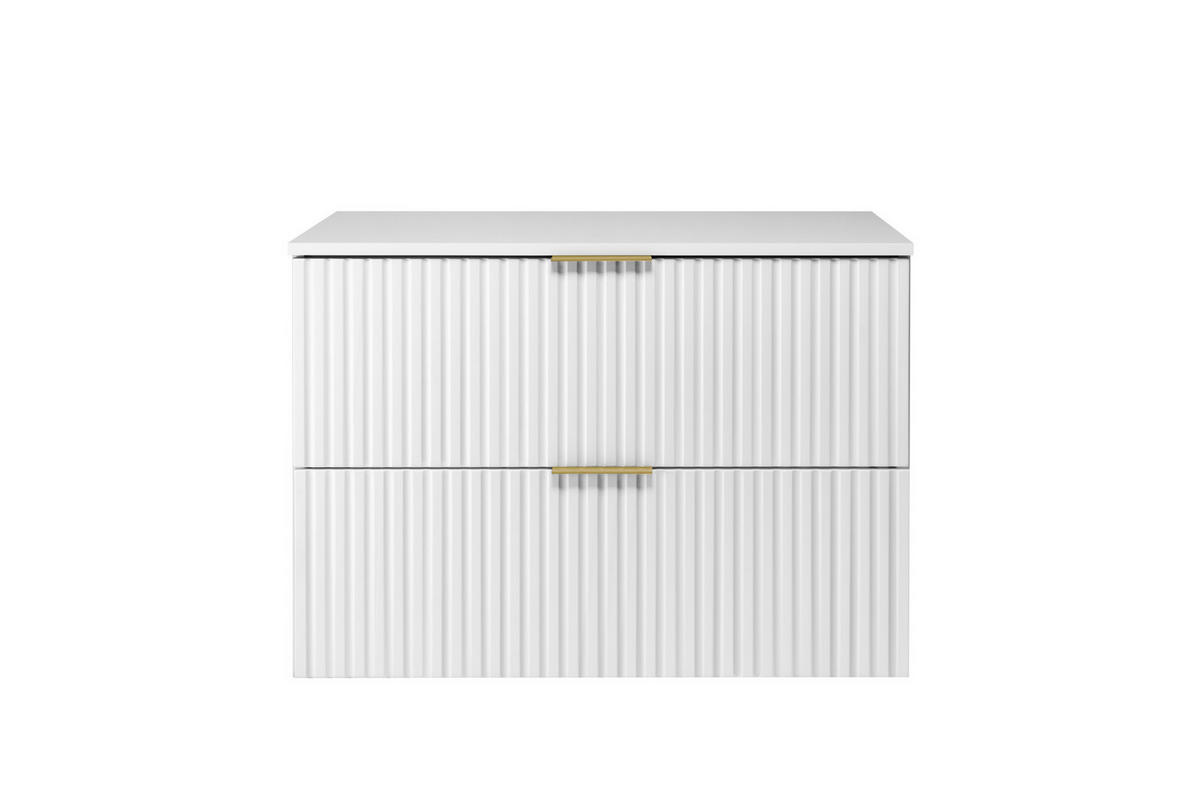 WASCHBECKUNTERSCHRANK, Weiß, 80 x 57 x 46 cm, goldener Griff + Arbeitsplatte - Goldfarben/Weiß, Holzwerkstoff (80/57/46cm) - 3XE LIVING