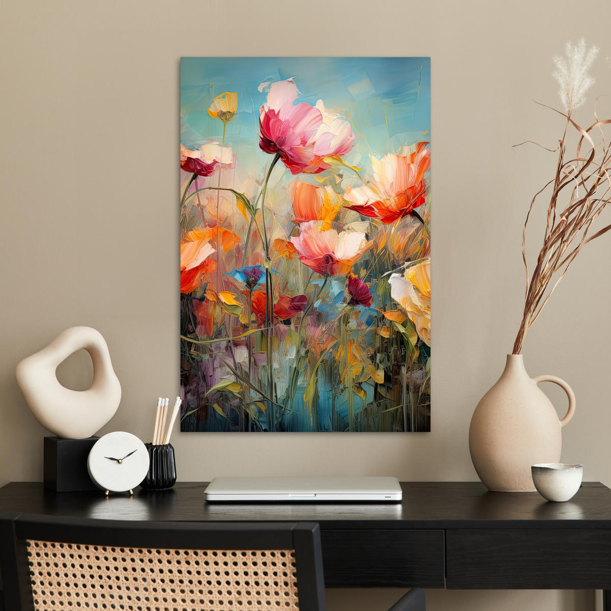 POSTER Blumen - Aquarell - Kunst - Botanisch - Natur 40x60 cm - Orange, Papier (40/60/0.1cm) - MuchoWow
