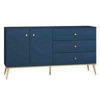 SIDEBOARD Marine dunkelblau / gold 160 / 40 / 85cm - Blau/Dunkelblau, Holz/Holzwerkstoff (160/85/40cm) - Feldmann-Wohnen