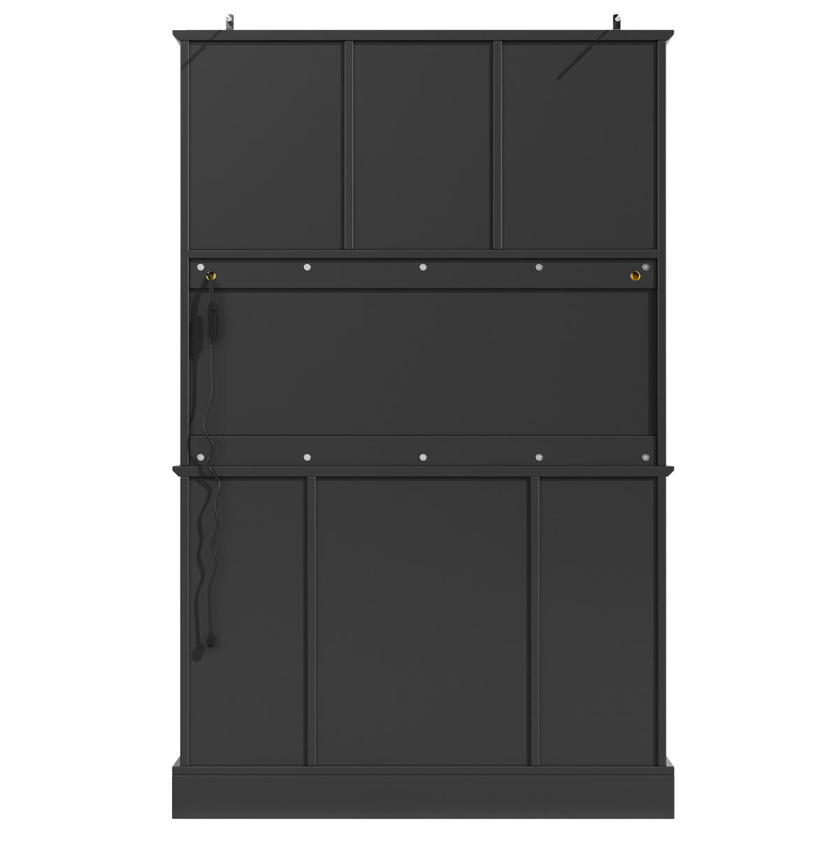 SKŘÍŇ na nádobí 115×40×180 cm, MDF/kov, černá-přírodní, s LED osvětlením a aplikací - černá, kompozitní dřevo (115/180/40cm) - BEAOK