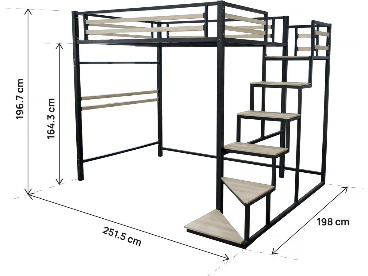 ETAGENBETT lena Schwarz - Multicolor, Metall (190/140cm) - Habitat Garten