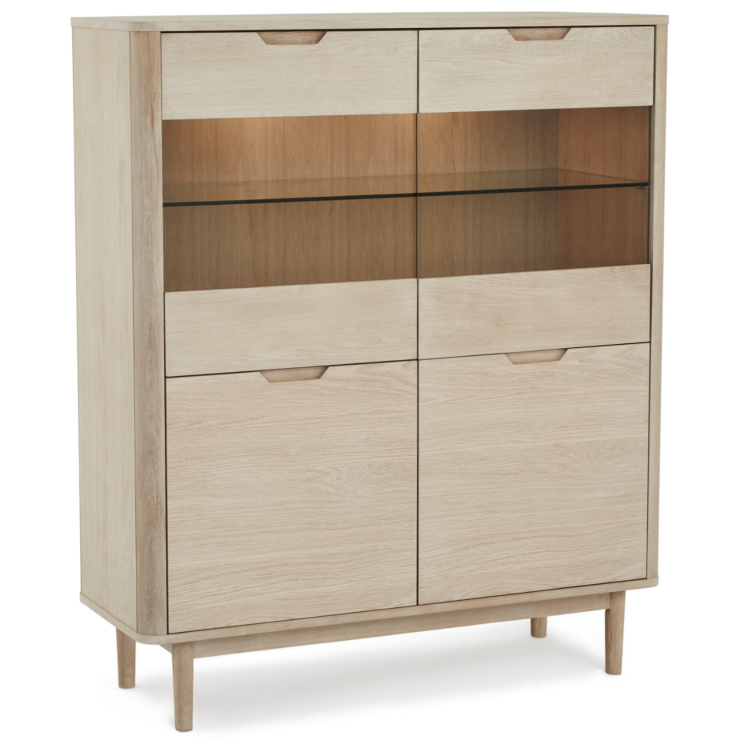 HIGHBOARD Eiche massiv - Eiche Bianco/Eichefarben, Holz/Holzwerkstoff (123/146/45cm) - Furnhouse