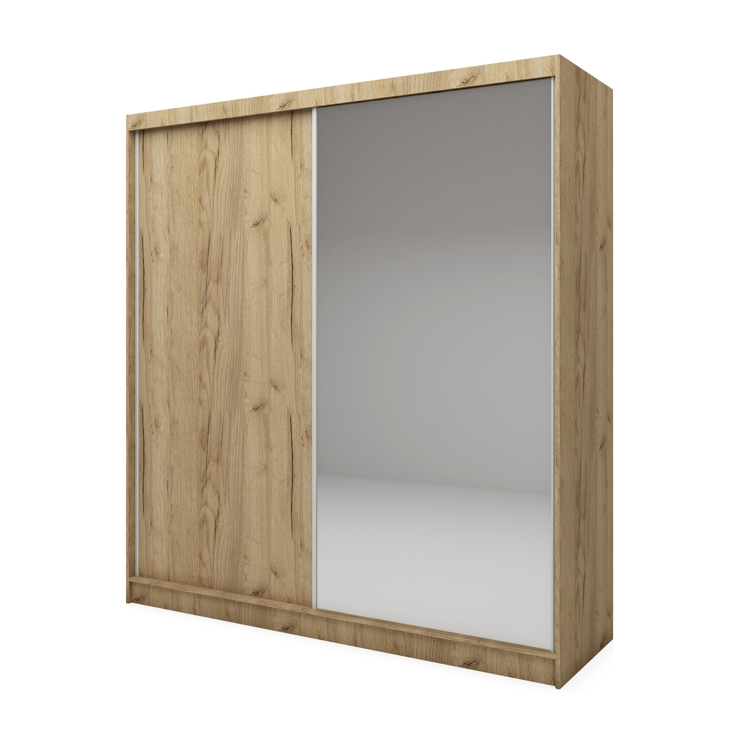 SCHWEBETÜRENSCHRANK Pamela 200 cm mit Spiegel, 2-türig, artisan - Eiche Artisan, Kunststoff (200/216/61cm) - Margaret Hadas24